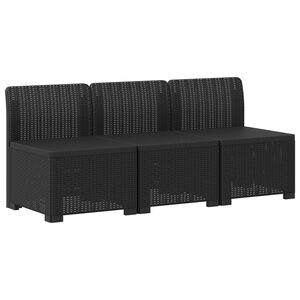 vidaXL Canap&eacute; de Jardin 3 Places Aspect Rattan 3 place PP Anthracite