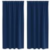 vidaXL Rideaux occultants avec anneaux 2 pcs Bleu fonc&eacute; 175 x 140 cm