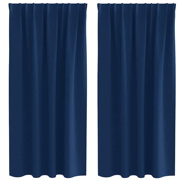 vidaXL Rideaux occultants avec anneaux 2 pcs Bleu fonc&eacute; 175 x 140 cm