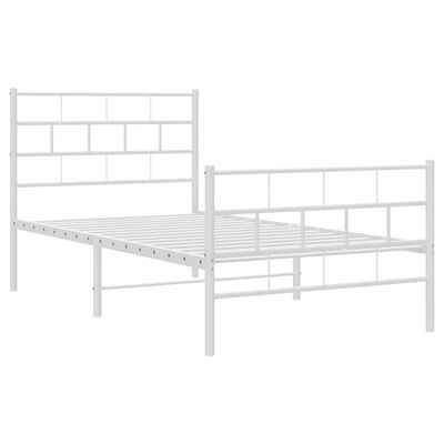 vidaXL Cadre de lit métal sans matelas et pied de lit blanc 107x203 cm