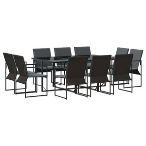 vidaXL Ensemble de salle &agrave; manger pour jardin 11 pc Noir Acier