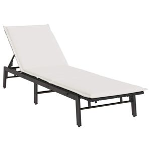 vidaXL Chaise longue avec coussin en rotin synth&eacute;tique noir