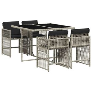 vidaXL Ensemble &agrave; manger de jardin et coussins 5 pcs gris clair rotin