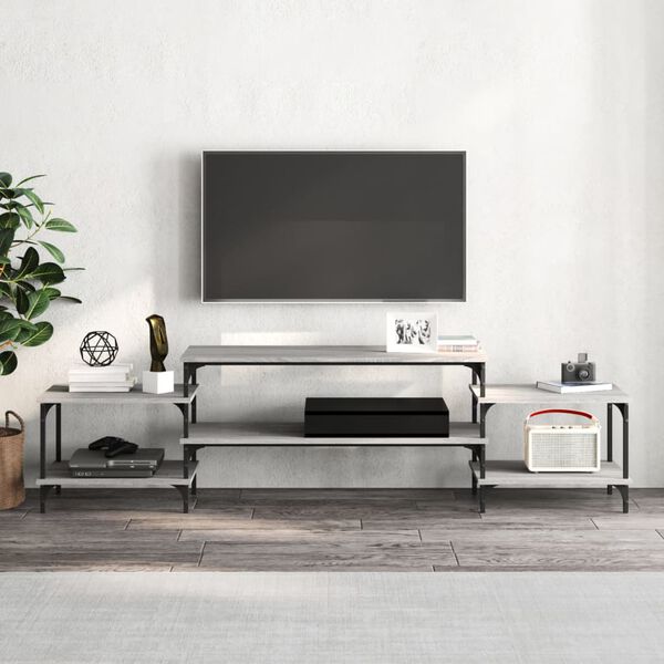 vidaXL Meuble TV sonoma gris 197x35x52 cm Bois d'ing&eacute;nierie