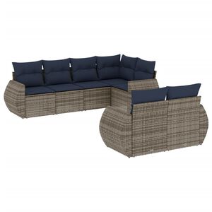vidaXL Ensemble de canap&eacute; de jardin 7 pcs avec coussins gris r&eacute;sine tress&eacute;e