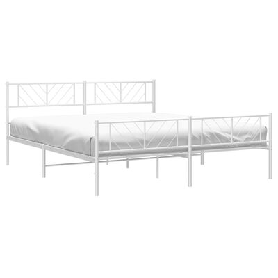 vidaXL Cadre de lit métal sans matelas et pied de lit blanc 200x200 cm