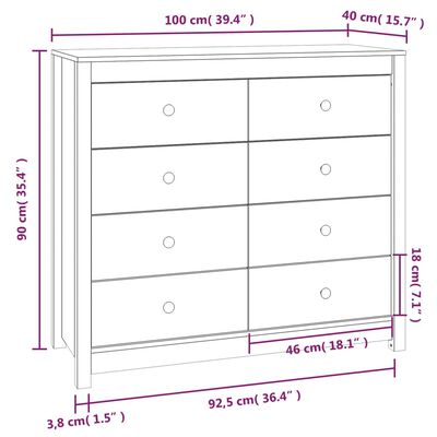 vidaXL Armoire latérale Marron Miel 100x40x90 cm Bois de pin massif