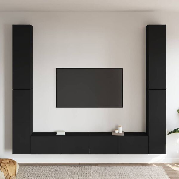 vidaXL Ensemble de meubles TV 6 pcs Noir Bois d'ing&eacute;nierie