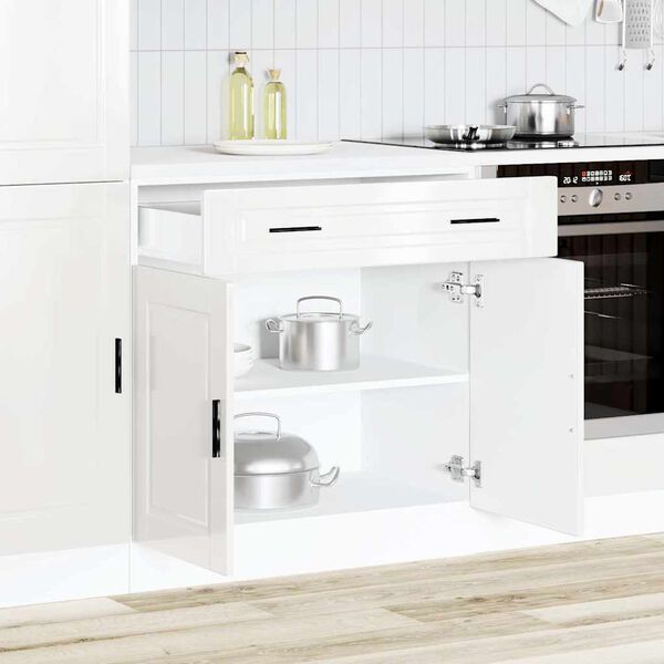 vidaXL Armoire de cuisine Porto blanc brillant bois ingénierie