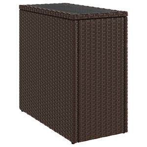 vidaXL Table d'appoint de jardin avec dessus en verre marron rotin