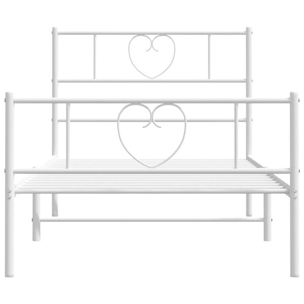 vidaXL Cadre de lit m&eacute;tal sans matelas avec pied de lit blanc 80x200cm