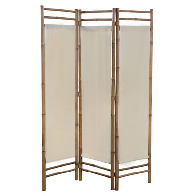 vidaXL Cloison de séparation pliable 3 panneaux Bambou et toile 120 cm