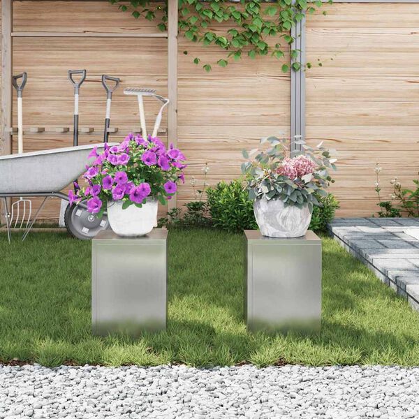 vidaXL Support de Plante 2 pcs Argent 24 x 24 x 35 cm Acier galvanisé