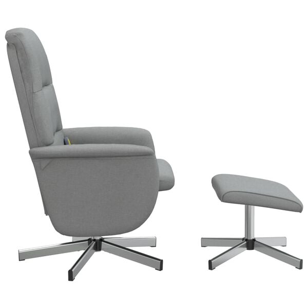 vidaXL Fauteuil inclinable de massage et repose-pied gris clair tissu