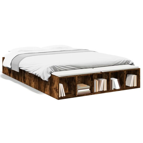vidaXL Cadre de lit sans matelas ch&ecirc;ne fum&eacute; 150x200 cm