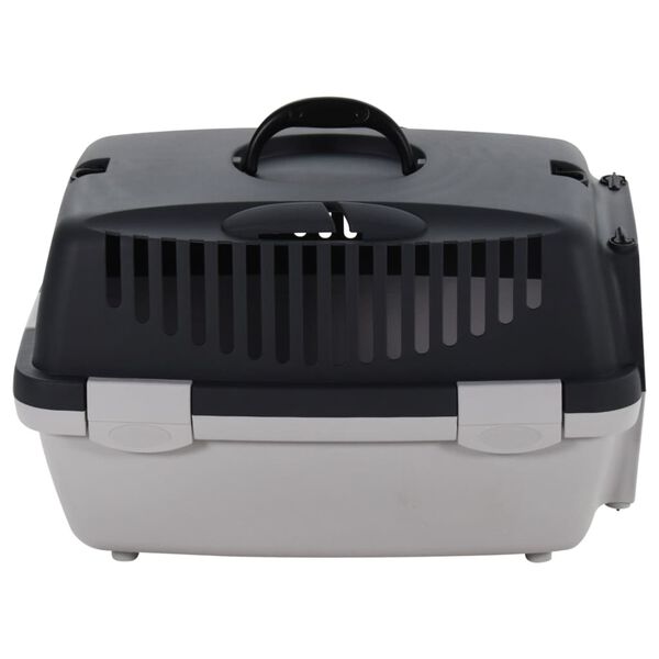 vidaXL Cage de transport animaux de compagnie gris noir 48x32x31 cm PP