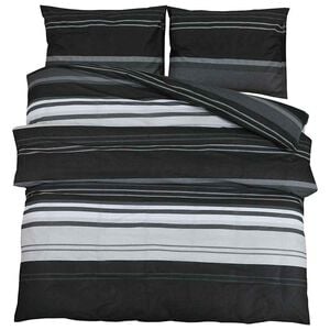vidaXL Ensemble de housse de couette rayures noires 220x240 cm coton