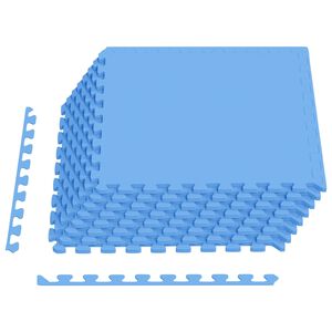 vidaXL Tapis de sol de piscine 24 pc Bleu 8,64 m&sup2; Mousse EVA