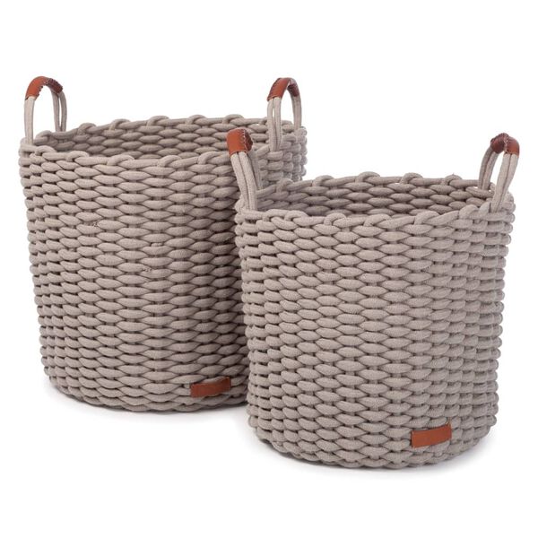 KidsDepot Ensemble de paniers 2 pcs Korbo L Coton Gris