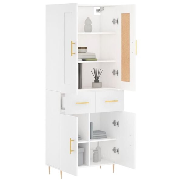 vidaXL Buffet haut Blanc 69,5x34x180 cm Bois d'ingénierie