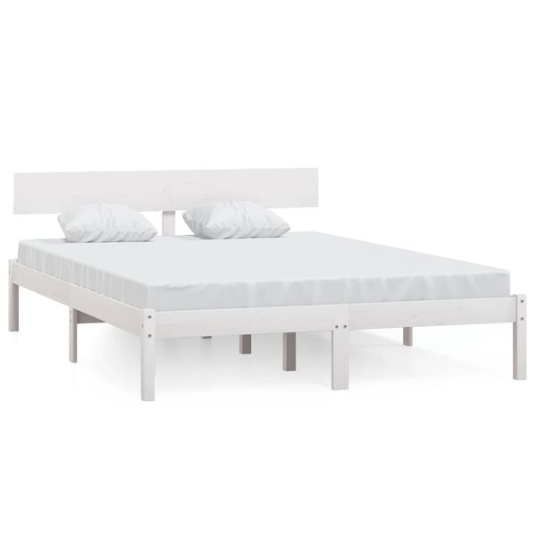 vidaXL Cadre de lit sans matelas blanc bois massif 140x190 cm