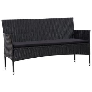 vidaXL Canap&eacute; de jardin &agrave; 3 places avec coussins Noir R&eacute;sine tress&eacute;e