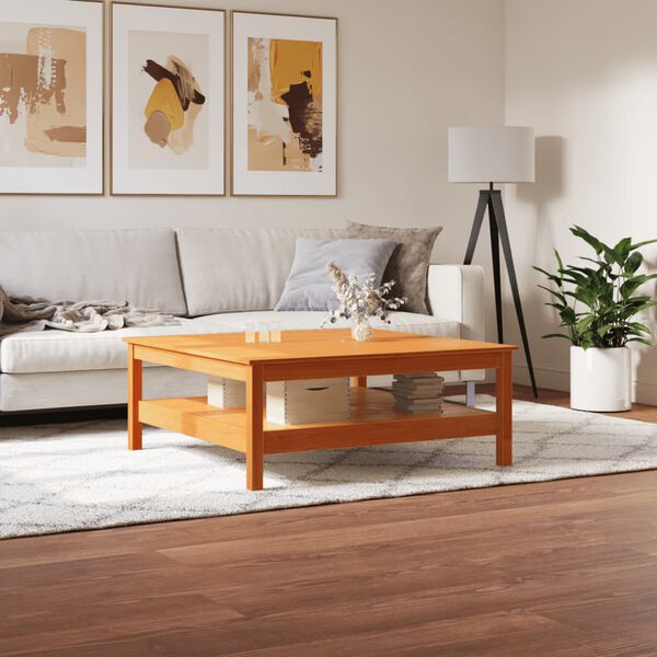 vidaXL Table basse cire marron 100x100x40 cm bois massif de pin