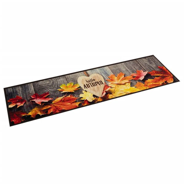 vidaXL Tapis de cuisine lavable impression d'automne 60x300 cm velours