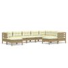 vidaXL Salon de jardin 9 pcs avec coussins Marron miel Bois de pin