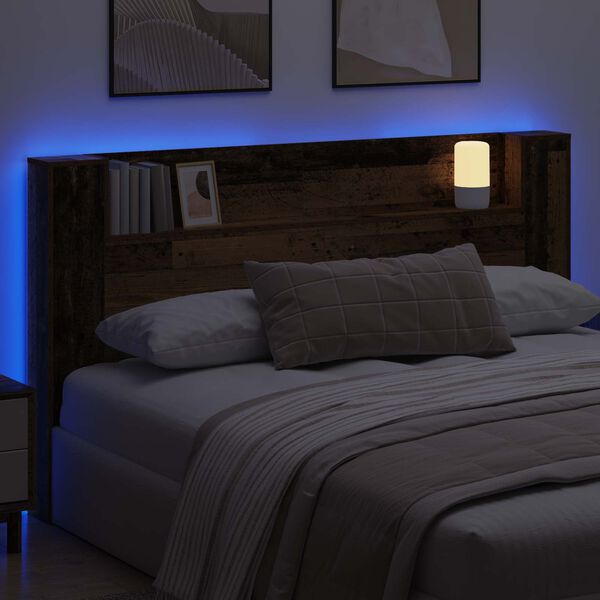 vidaXL Cabinet de T&ecirc;te de Lit avec LED Bois ancien Bois d'ing&eacute;nierie
