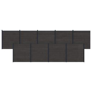 vidaXL Ensemble de Cl&ocirc;ture 9 pcs 1564 x 186 cm WPC et Aluminium Noir