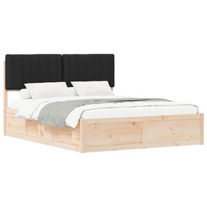 vidaXL Cadre de lit avec t&ecirc;te de lit rembourr&eacute;e Noir 150 x 200 cm