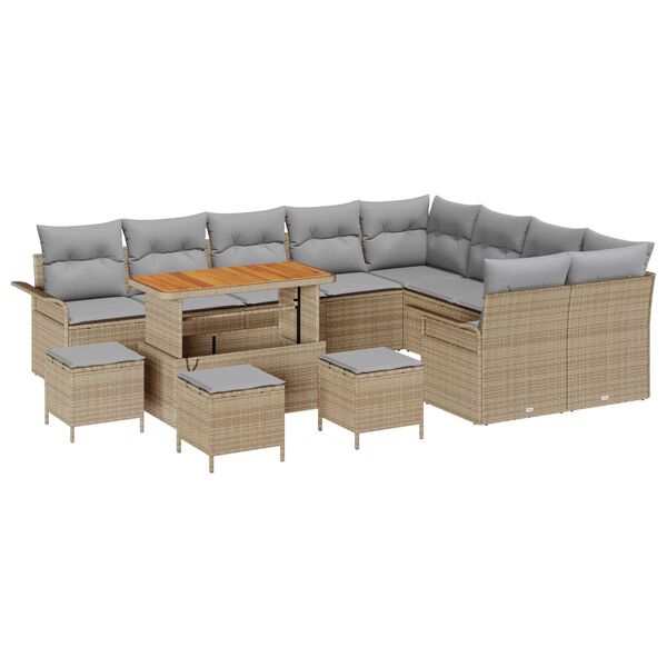 vidaXL Ensemble de canap&eacute; de jardin 13 pcs Beige et Gris clair