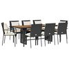 vidaXL Ensemble &agrave; manger de jardin 9pcs coussins noir r&eacute;sine tress&eacute;e