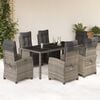 vidaXL Ensemble &agrave; manger de jardin et coussins 7 pcs gris rotin