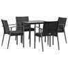vidaXL Ensemble &agrave; manger de jardin 5 pcs coussins r&eacute;sine tress&eacute;e acier