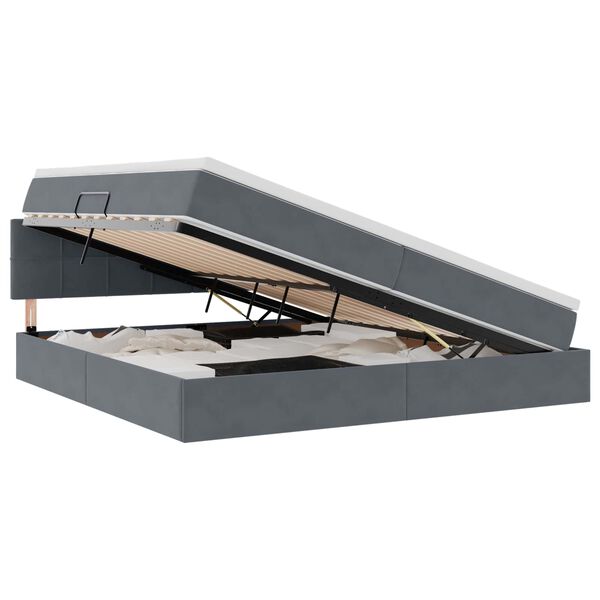 vidaXL Lit avec rangement et LED Gris fonc&eacute; 200 x 200 cm Velours