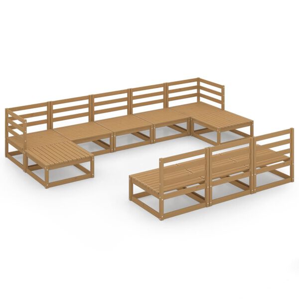 vidaXL Salon de jardin 10 pcs bois de pin massif