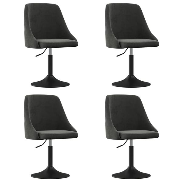 vidaXL Chaises &agrave; manger lot de 4 Gris fonc&eacute; Velours