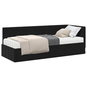 vidaXL Cadre de lit d'angle avec matelas 2 pcs Noir Velours