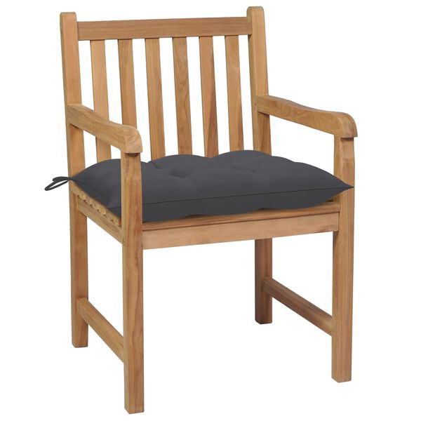 vidaXL Chaises de jardin lot de 4 avec coussins anthracite Teck solide