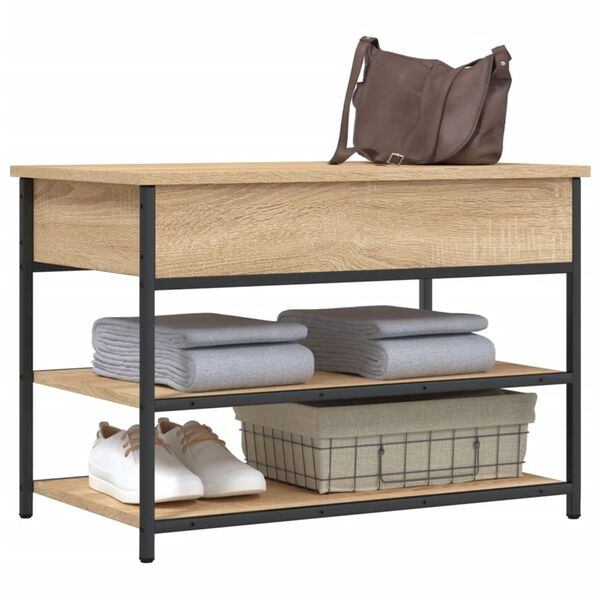 vidaXL Banc &agrave; chaussures ch&ecirc;ne sonoma 70x42,5x50 cm bois d'ing&eacute;nierie