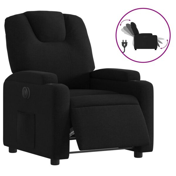 vidaXL Fauteuil inclinable &eacute;lectrique Noir Tissu