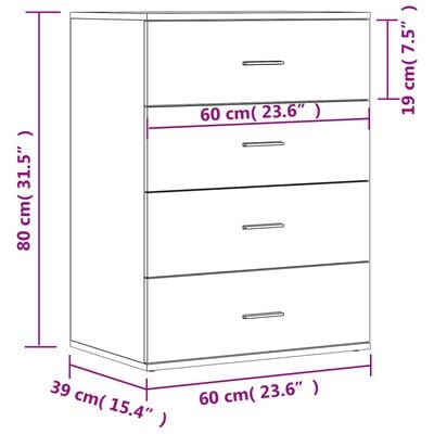 vidaXL Buffet blanc 60x39x80 cm bois d’ingénierie