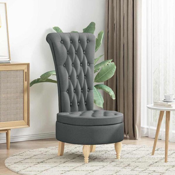 vidaXL Fauteuil &agrave; pantoufle Gris fonc&eacute; 56,5 x 70 x 110 cm tissu