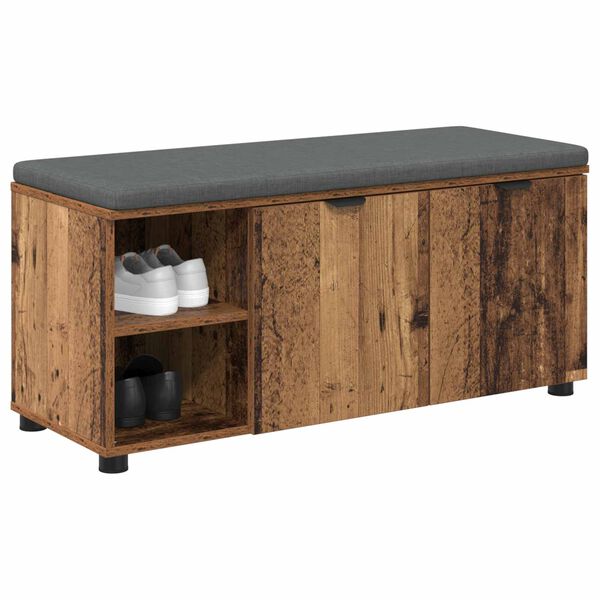 vidaXL Banc d'entr&eacute;e avec coussin Uni Bois ancien 100 x 38 x 46 cm