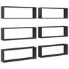 vidaXL &Eacute;tag&egrave;res cube murales 6 pcs Gris 80x15x26,5cm bois d'ing&eacute;nierie