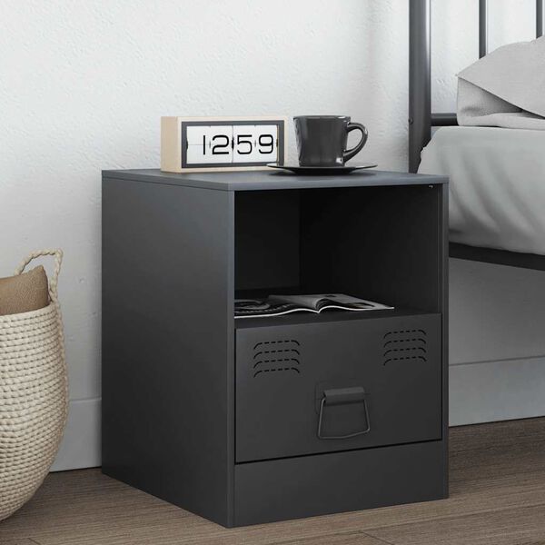 vidaXL Table de chevet anthracite 34,5x39x44 cm acier