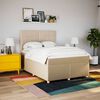 vidaXL Sommier &agrave; lattes de lit avec matelas Cr&egrave;me 160x200 cm Tissu