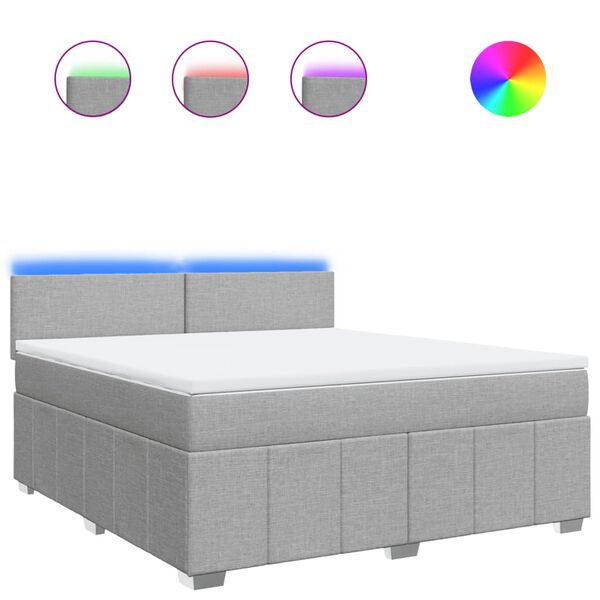 vidaXL Sommier &agrave; lattes de lit avec matelas Gris clair 180x200cm Tissu